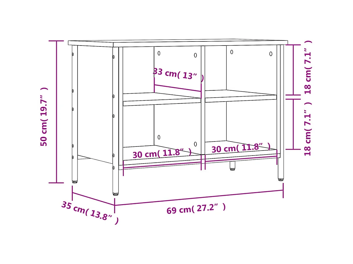 Armoire à chaussures chêne marron 69x35x50 cm bois d'ingénierie