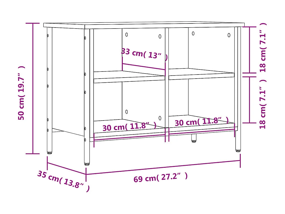 Zapatero roble marrón 69x35x50 cm madera de ingeniería