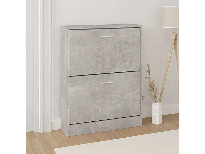 Armoire à chaussures Gris béton 59x17x81 cm Bois d'ingénierie