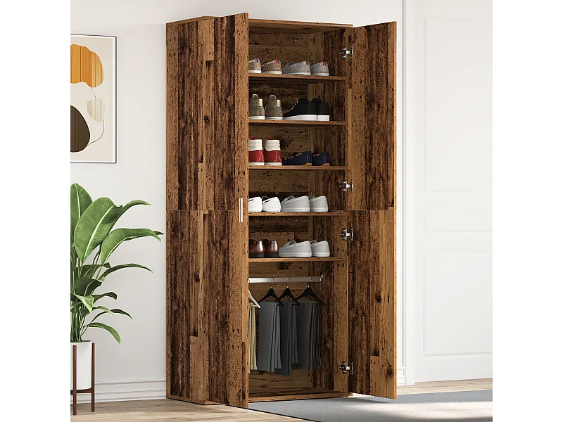 Cabinet à Chaussures Bois Ancien 80x39x180 cm Bois d'Ingénierie