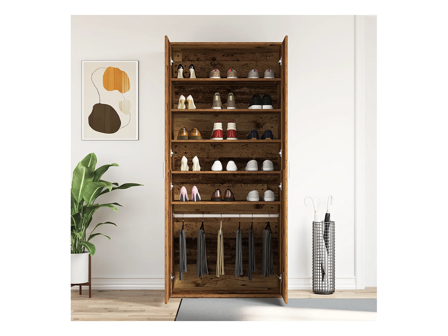 Cabinet à Chaussures Bois Ancien 80x39x180 cm Bois d'Ingénierie