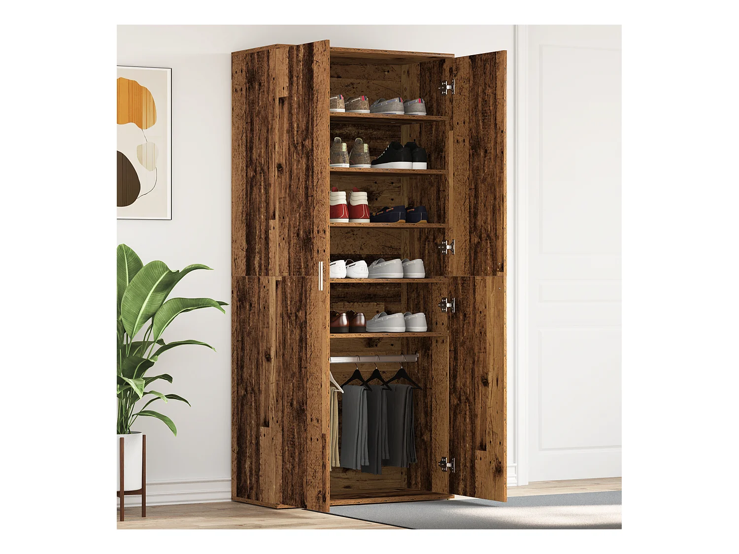 Scarpiera antica in legno 80x39x180 cm in legno ingegnerizzato