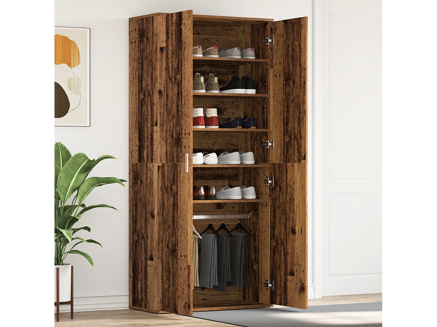 Cabinet à Chaussures Bois Ancien 80x39x180 cm Bois d'Ingénierie