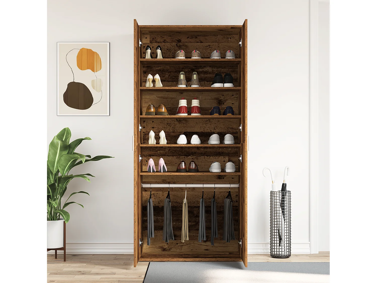 Cabinet à Chaussures Bois Ancien 80x39x180 cm Bois d'Ingénierie