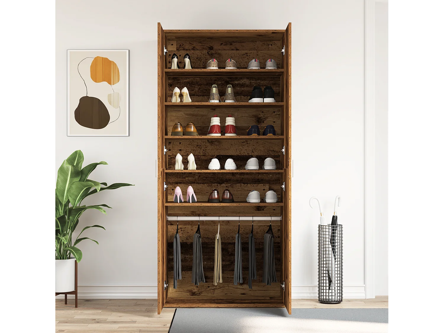 Cabinet à Chaussures Bois Ancien 80x39x180 cm Bois d'Ingénierie