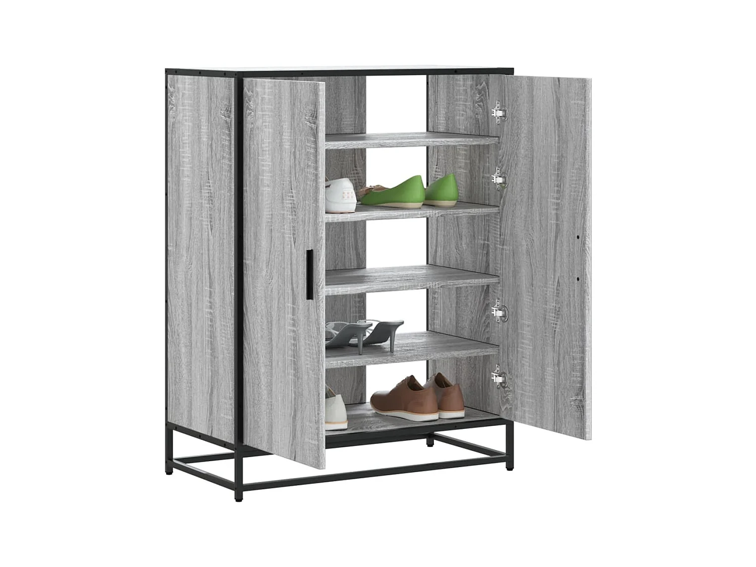 Meuble à chaussures sonoma gris bois d'ingénierie et métal