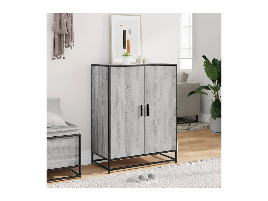 Meuble à chaussures sonoma gris bois d'ingénierie et métal