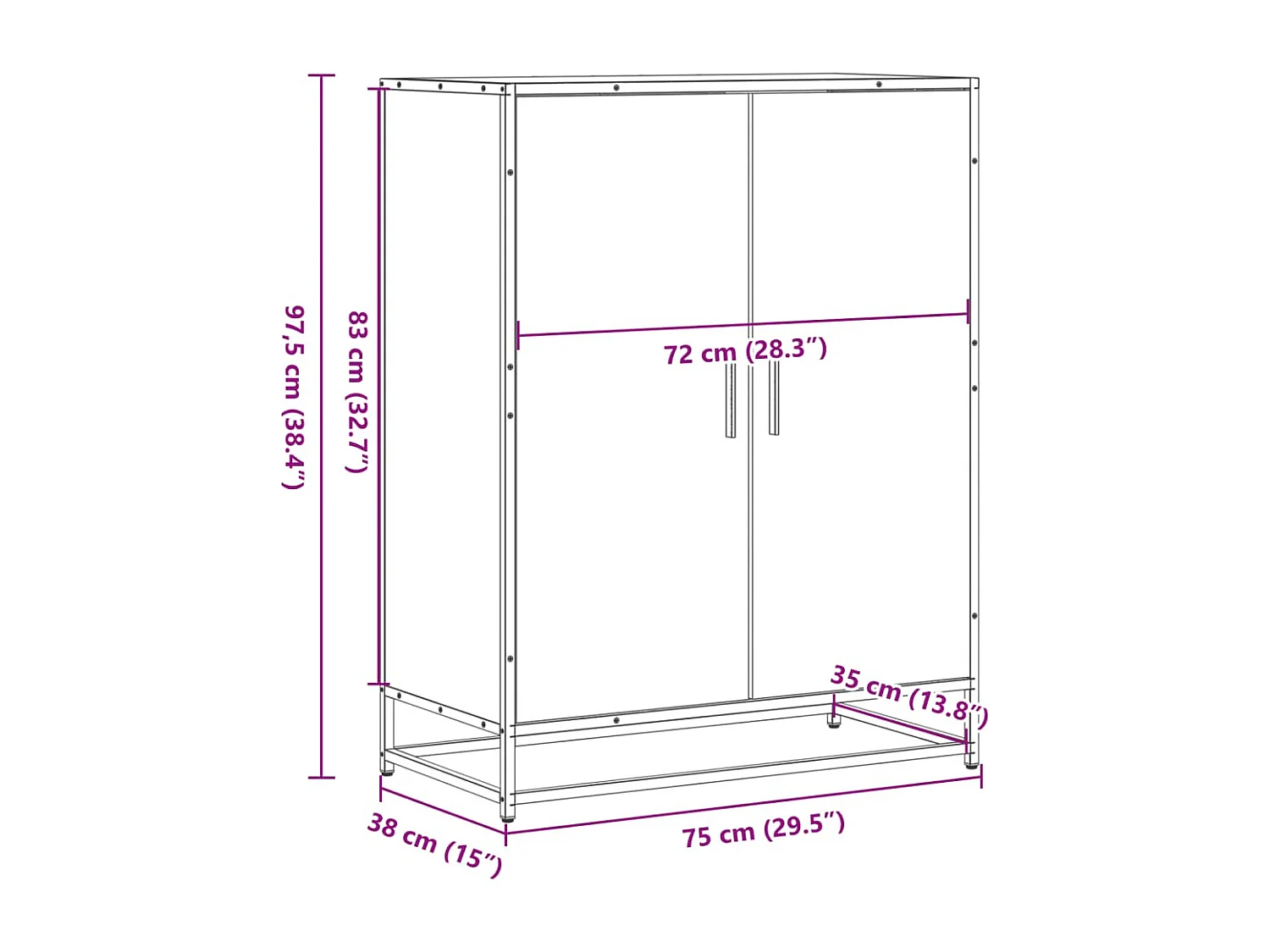 Meuble à chaussures sonoma gris bois d'ingénierie et métal
