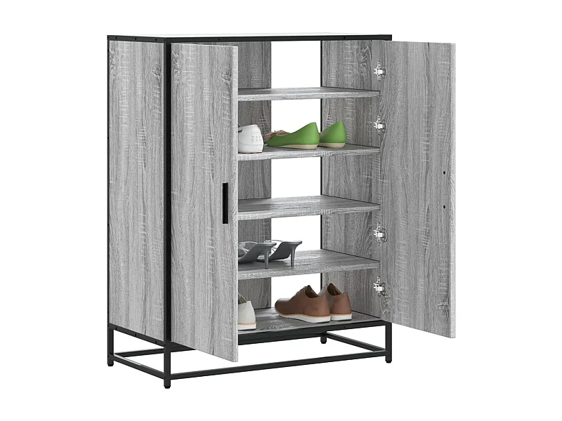 Meuble à chaussures sonoma gris bois d'ingénierie et métal