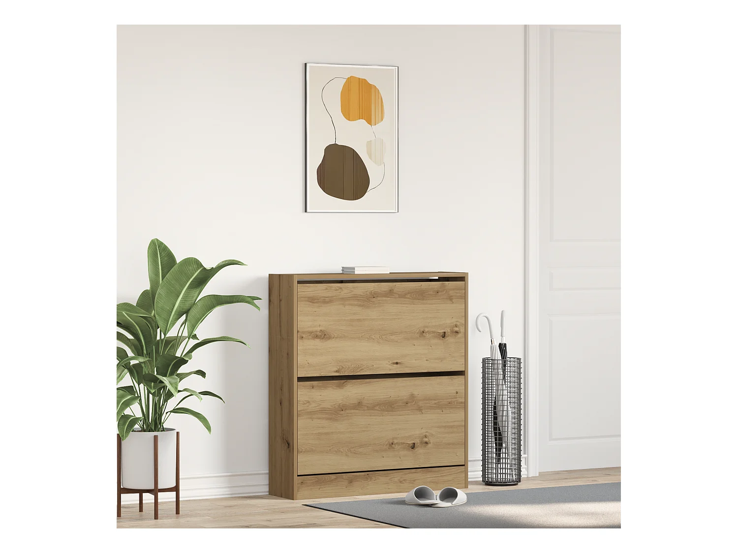 Cabinet à chaussures avec tiroir à rabat chêne fumé 80x21x87,5 cm