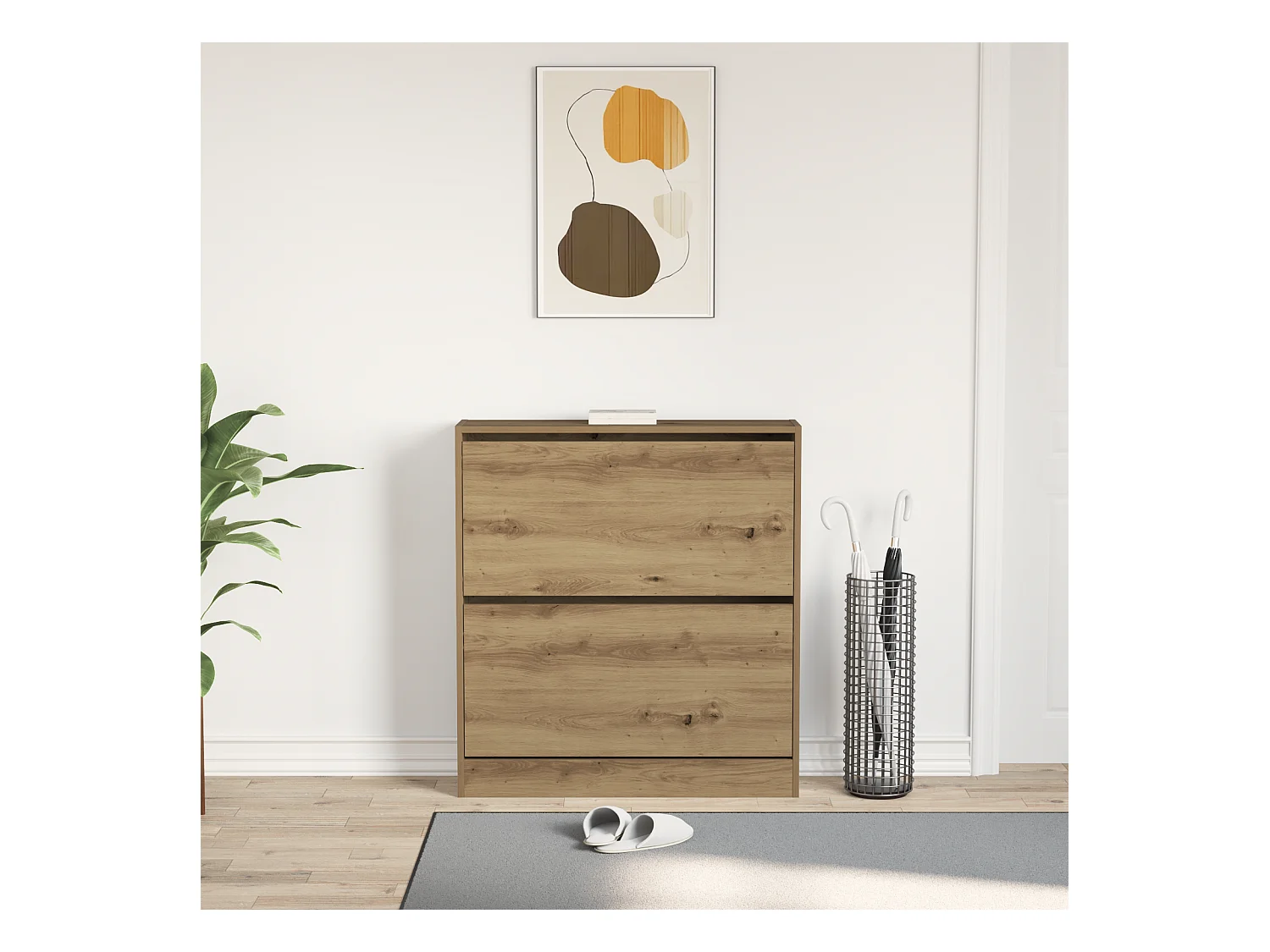 Cabinet à chaussures avec tiroir à rabat chêne fumé 80x21x87,5 cm