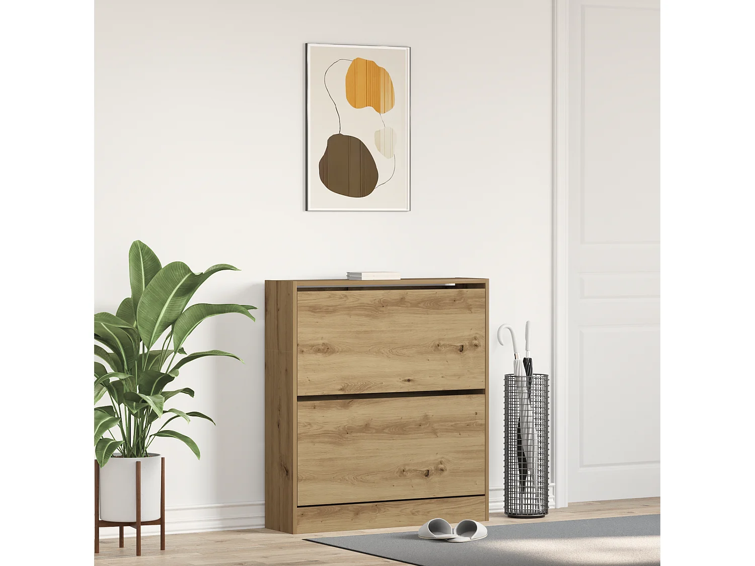 Cabinet à chaussures avec tiroir à rabat chêne fumé 80x21x87,5 cm