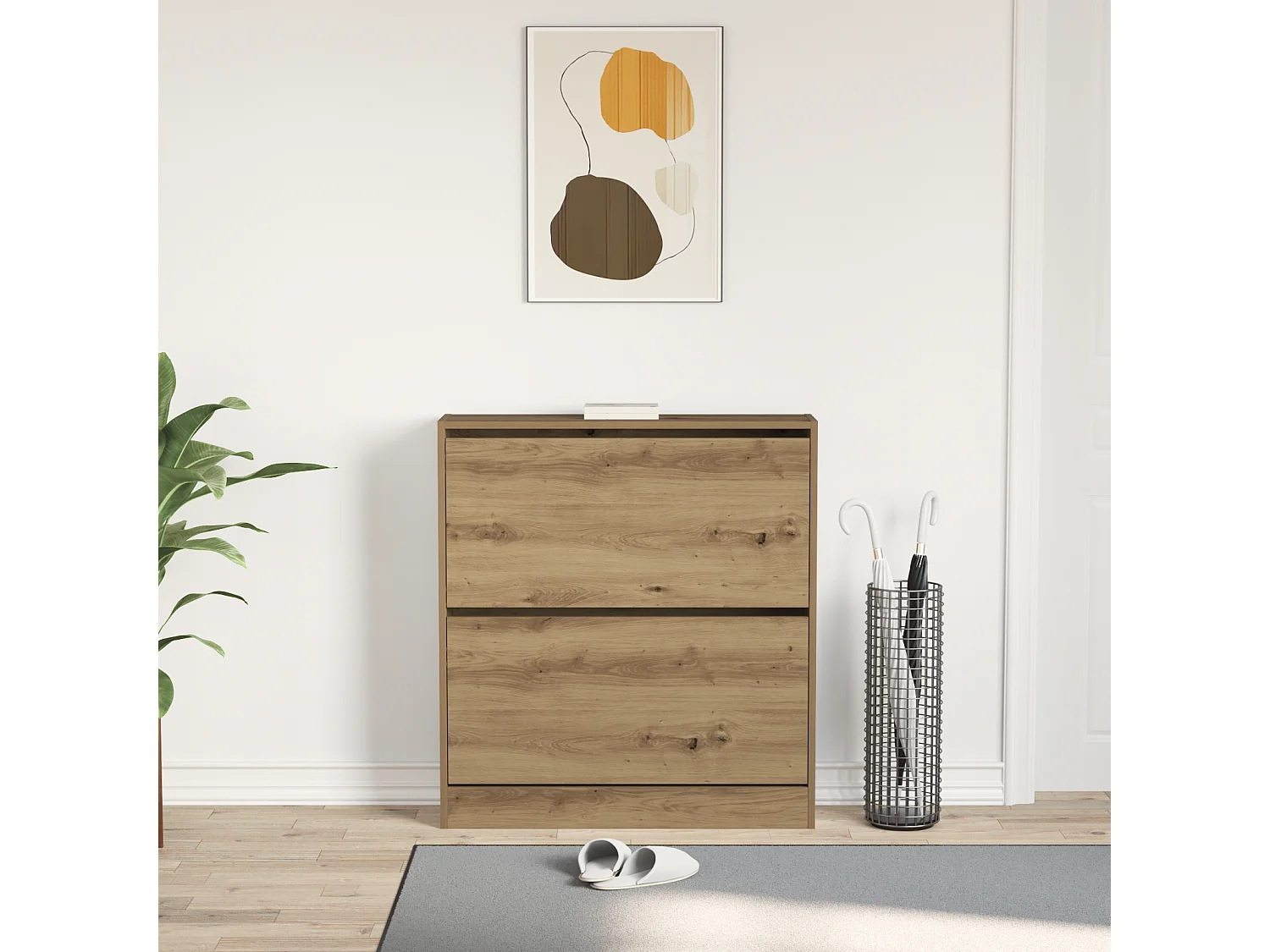 Cabinet à chaussures avec tiroir à rabat chêne fumé 80x21x87,5 cm