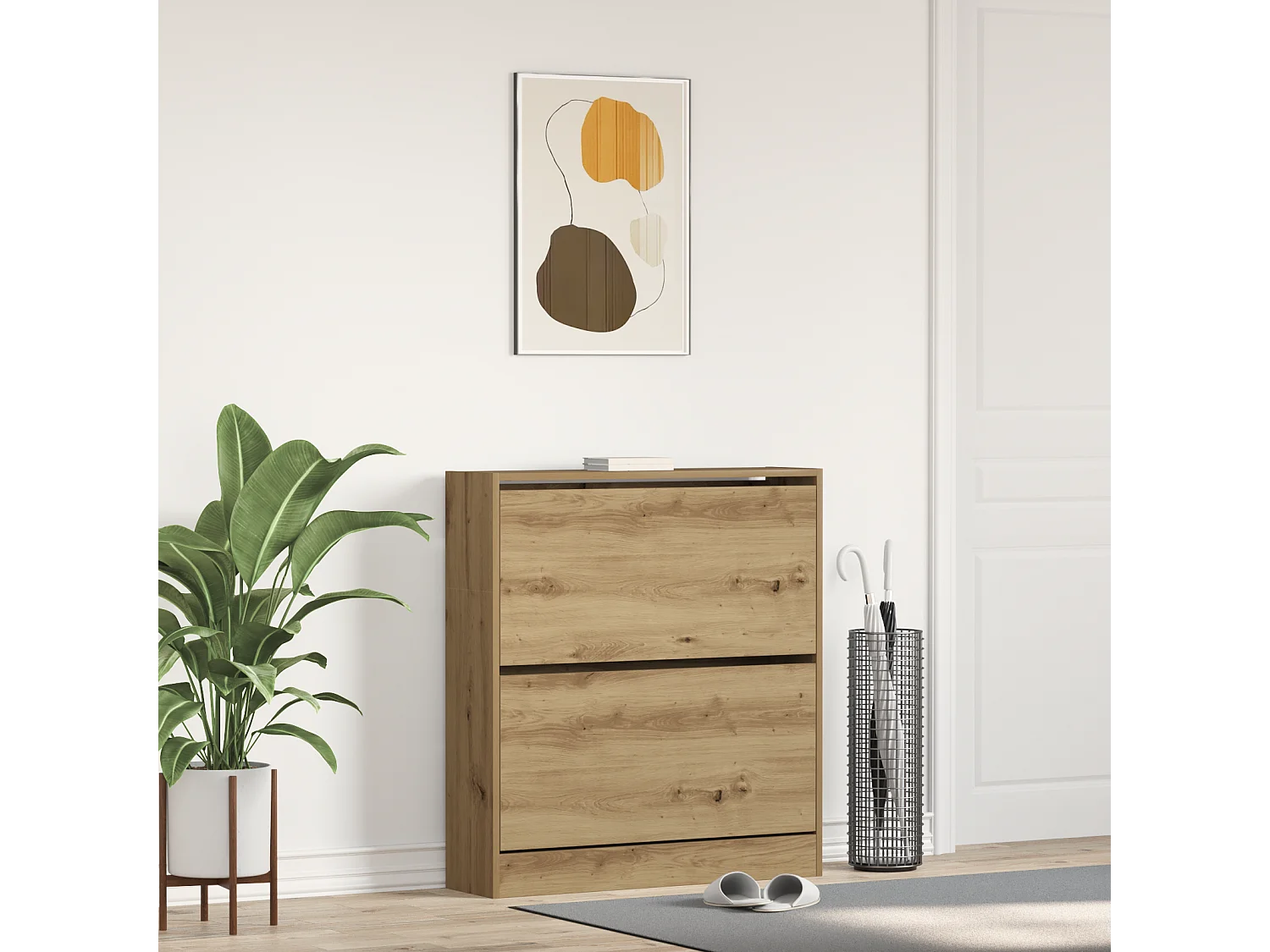 Cabinet à chaussures avec tiroir à rabat chêne fumé 80x21x87,5 cm