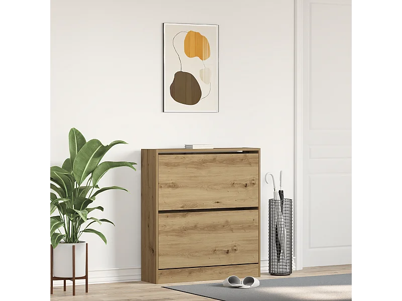 Cabinet à chaussures avec tiroir à rabat chêne fumé 80x21x87,5 cm