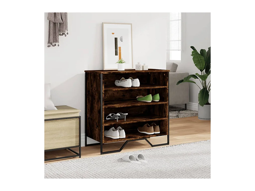 Scarpiera in rovere affumicato 80x38x78 cm in legno ingegnerizzato