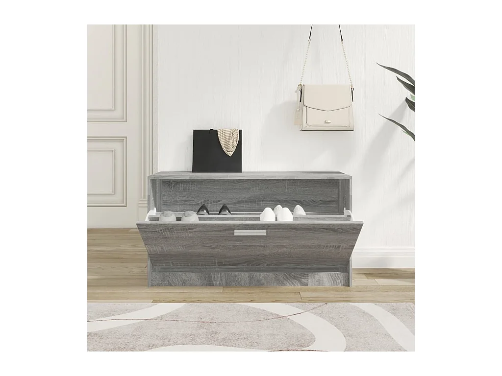 Banco zapatero Sonoma gris 80x24x45 cm Madera de ingeniería