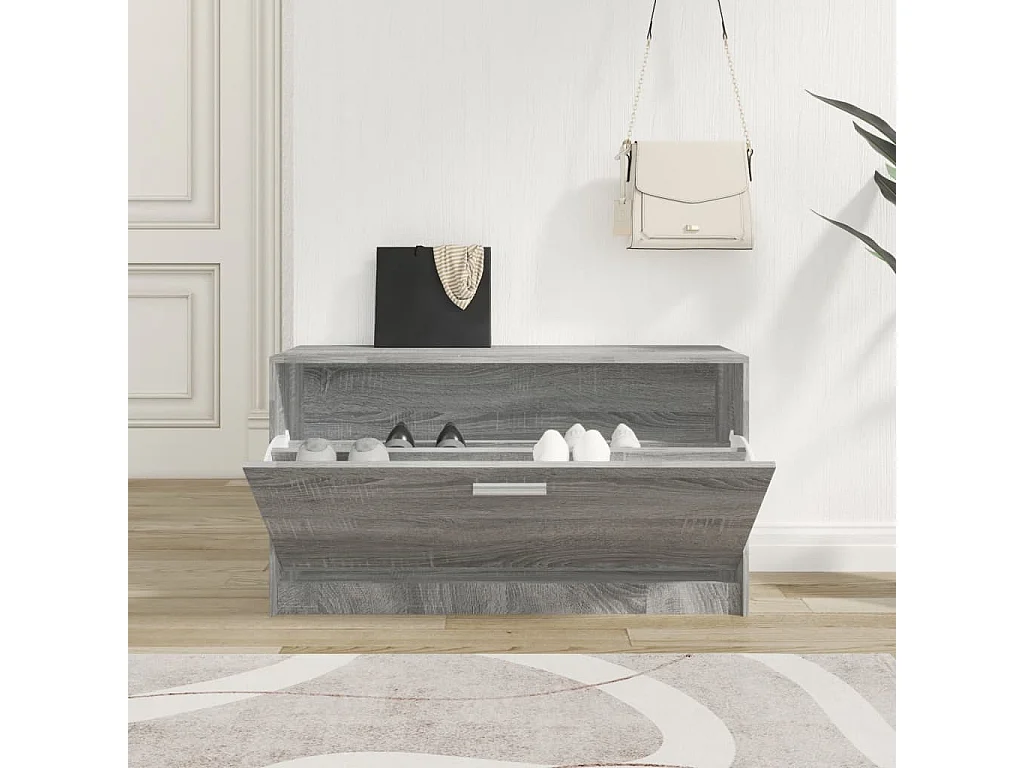 Banco zapatero Sonoma gris 80x24x45 cm Madera de ingeniería