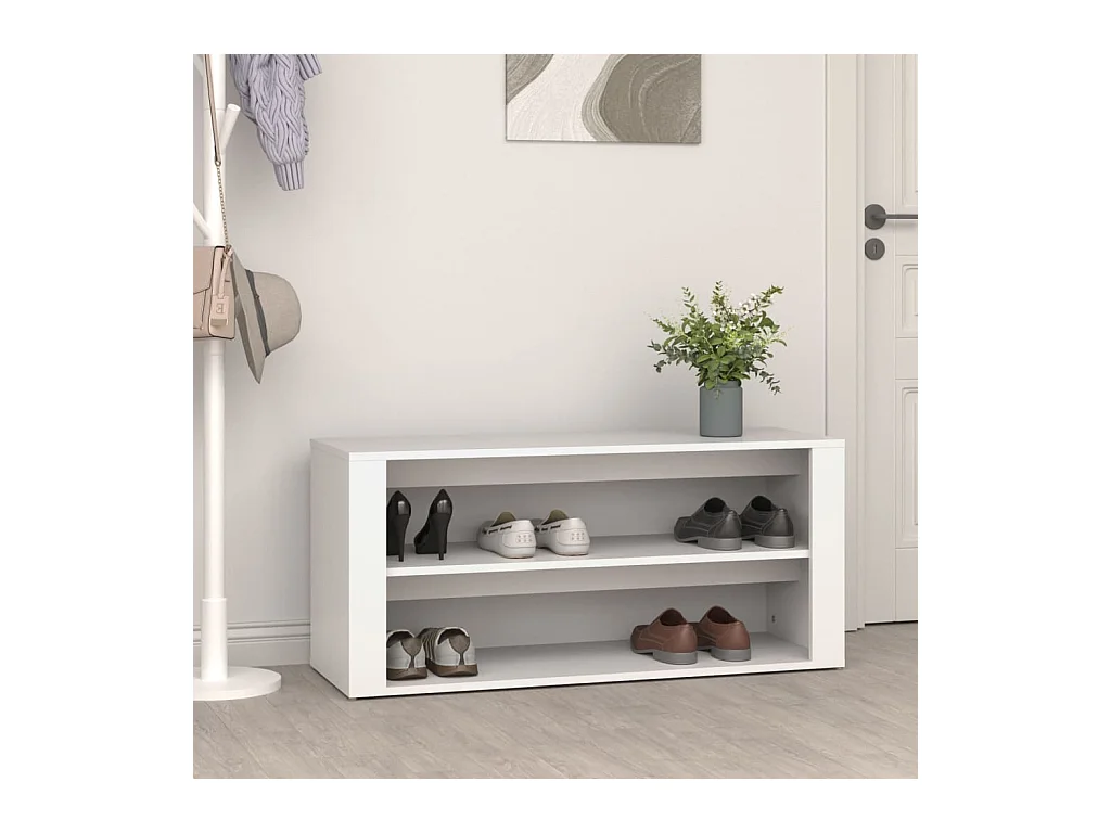 Scarpiera bianca 100x35x45 cm in legno ingegnerizzato