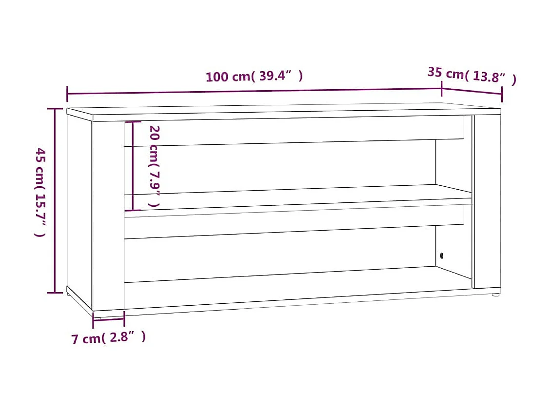 Zapatero blanco 100x35x45 cm Madera de ingeniería