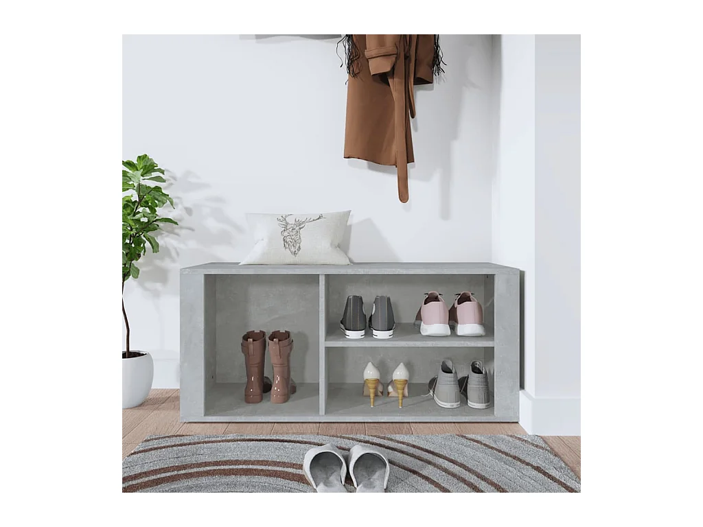 Zapatero gris hormigón 100x35x45 cm Madera de ingeniería