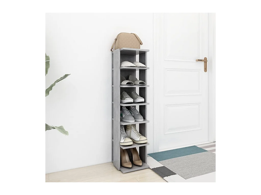 Armoire à chaussures Gris béton 27,5x27x102cm Bois d'ingénierie