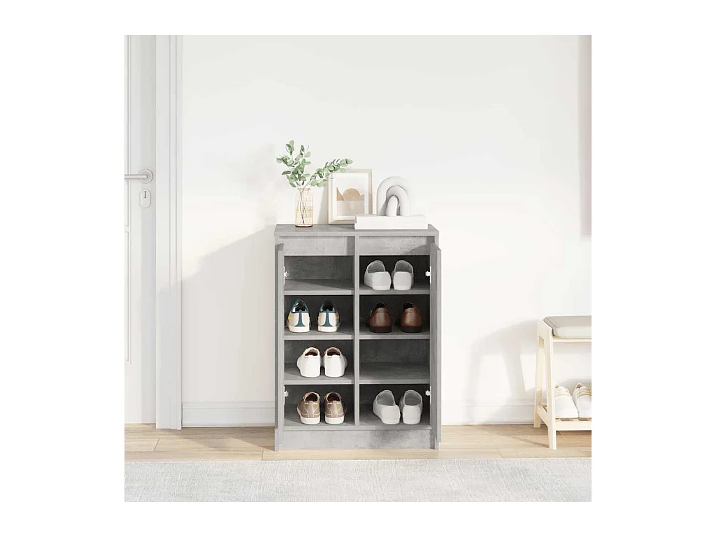 Scarpiera grigio cemento 57x34x76 cm in legno ingegnerizzato