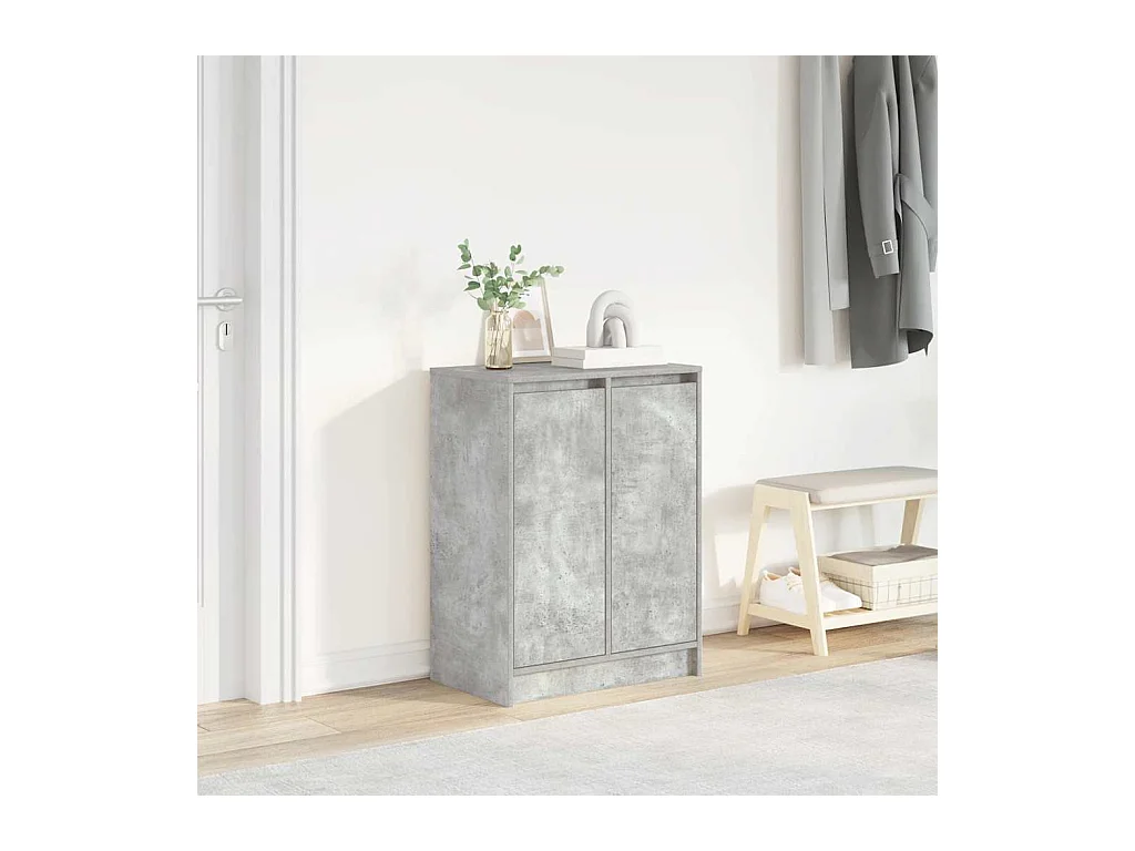 Betongrauer Schuhschrank 57x34x76 cm Holzwerkstoff