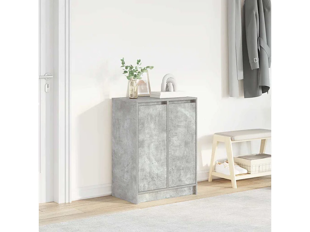 Armoire à chaussures gris béton 57x34x76 cm bois d'ingénierie