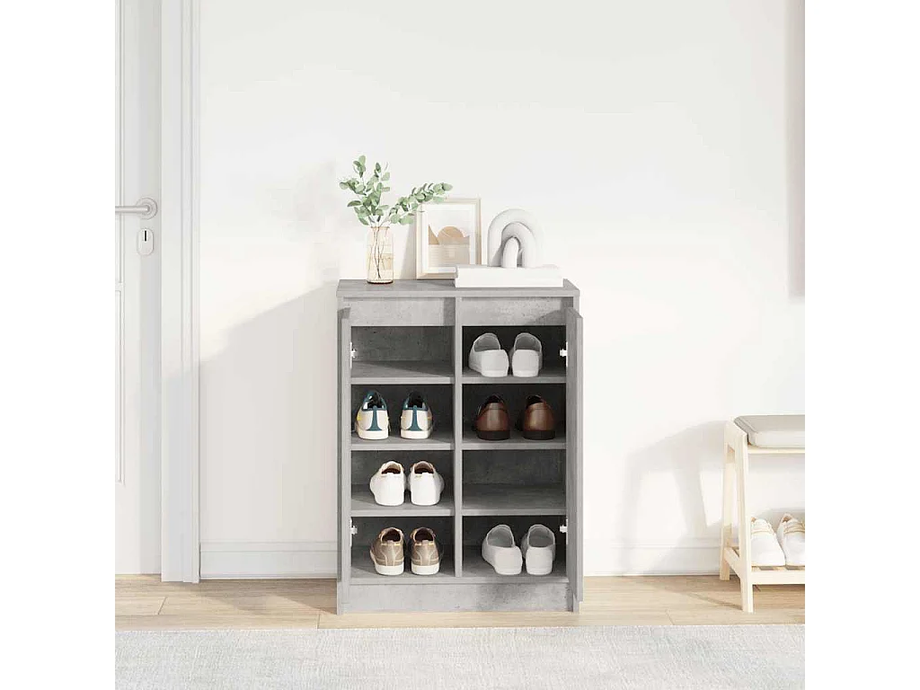 Armoire à chaussures gris béton 57x34x76 cm bois d'ingénierie