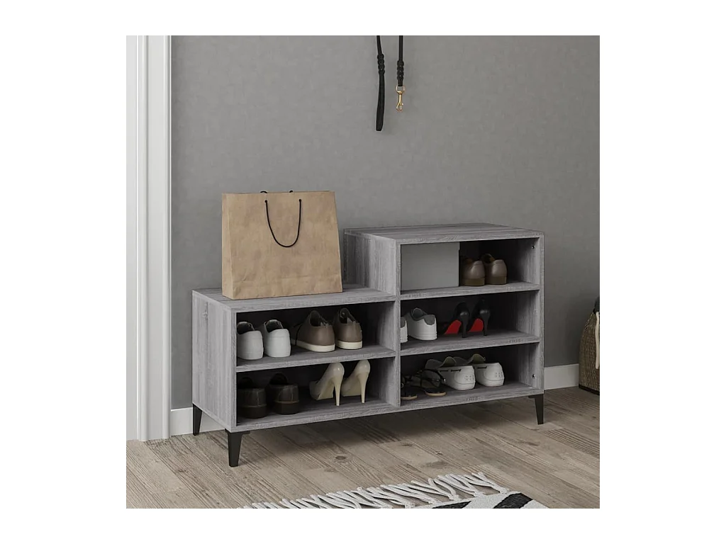 Armoire à chaussures Sonoma gris 102x36x60 cm Bois d'ingénierie