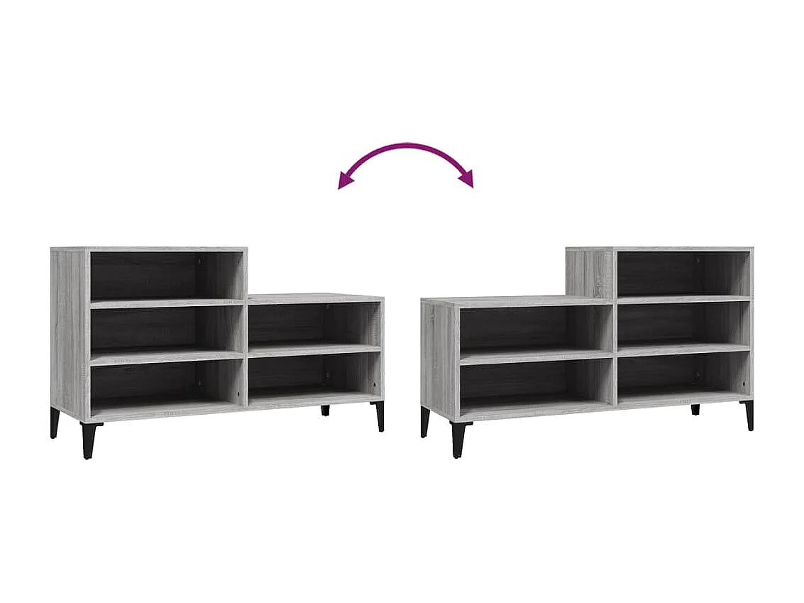 Armoire à chaussures Sonoma gris 102x36x60 cm Bois d'ingénierie