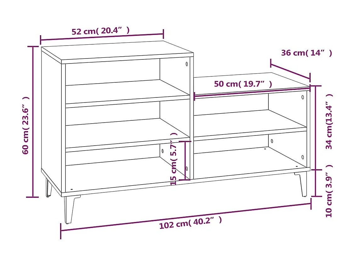 Zapatero Sonoma gris 102x36x60 cm Madera de ingeniería