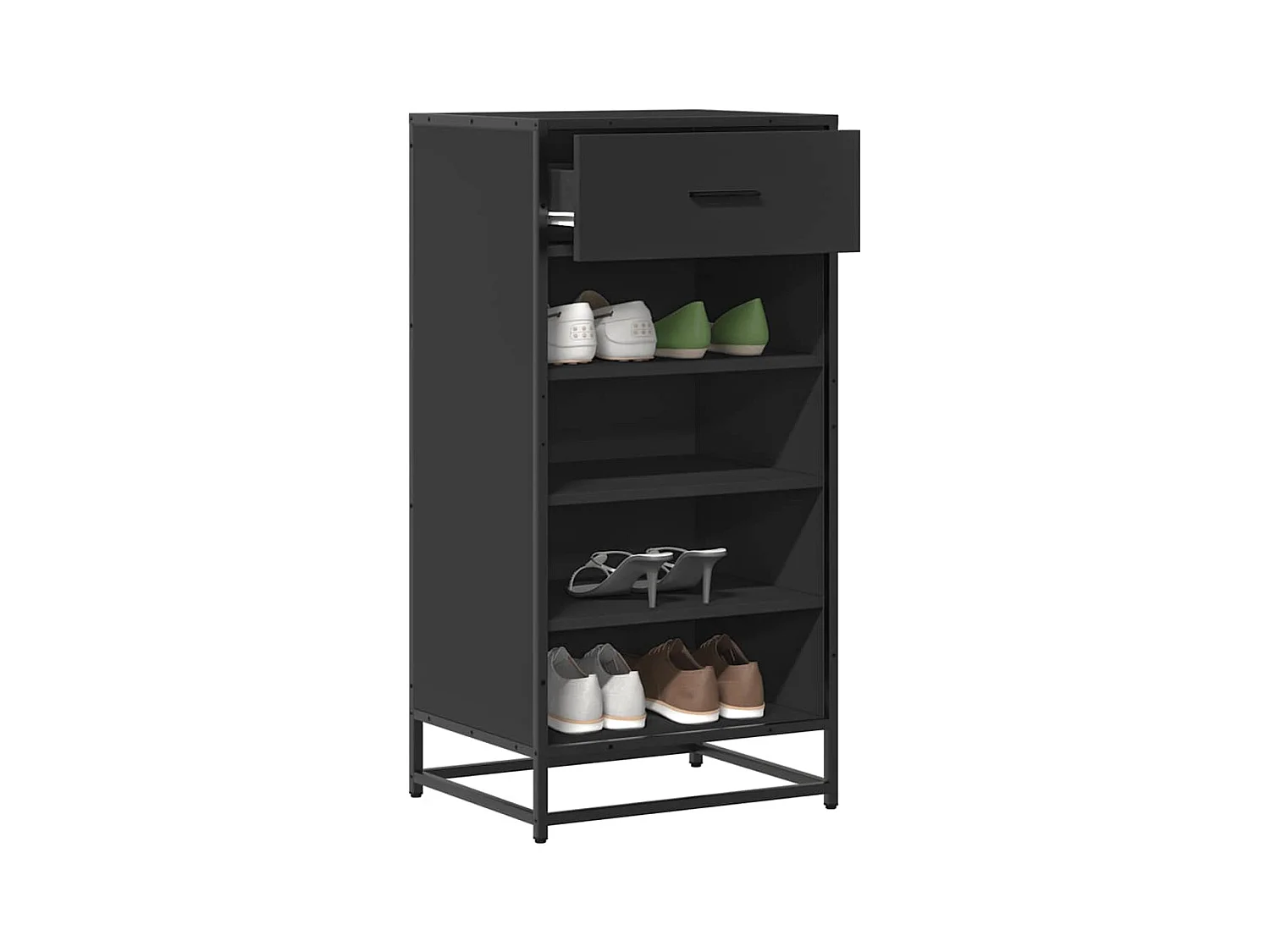 Étagère à chaussures noir 48x38x97,5 cm bois d'ingénierie