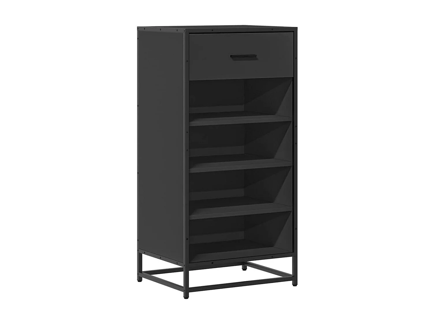 Zwarte schoenenrek 48x38x97,5 cm bewerkt hout