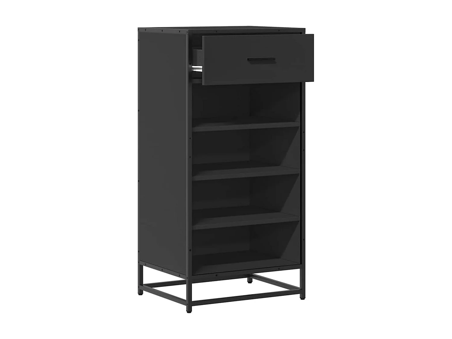 Zwarte schoenenrek 48x38x97,5 cm bewerkt hout