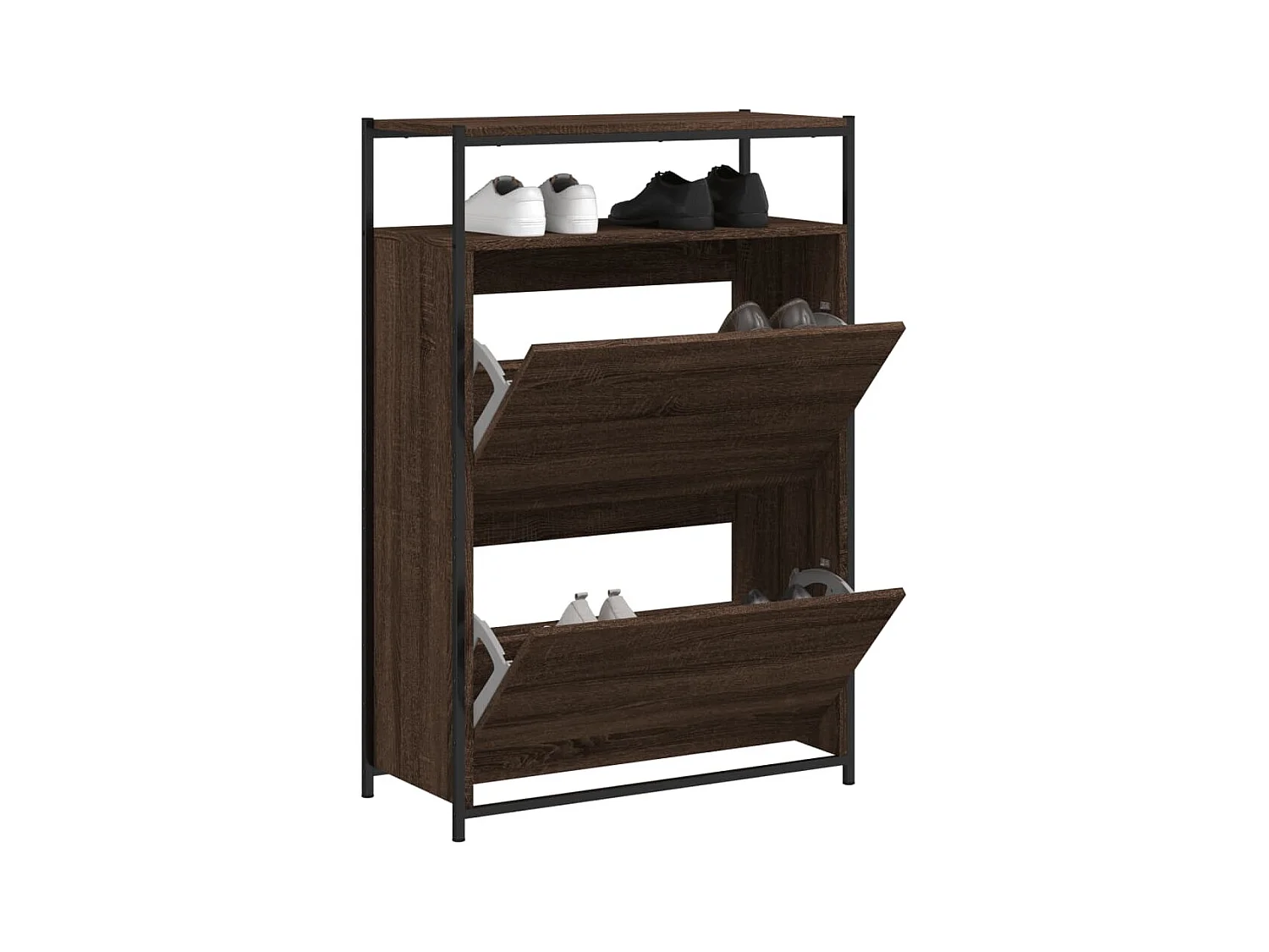 Meuble à chaussures chêne marron 75x34x112 cm bois d'ingénierie