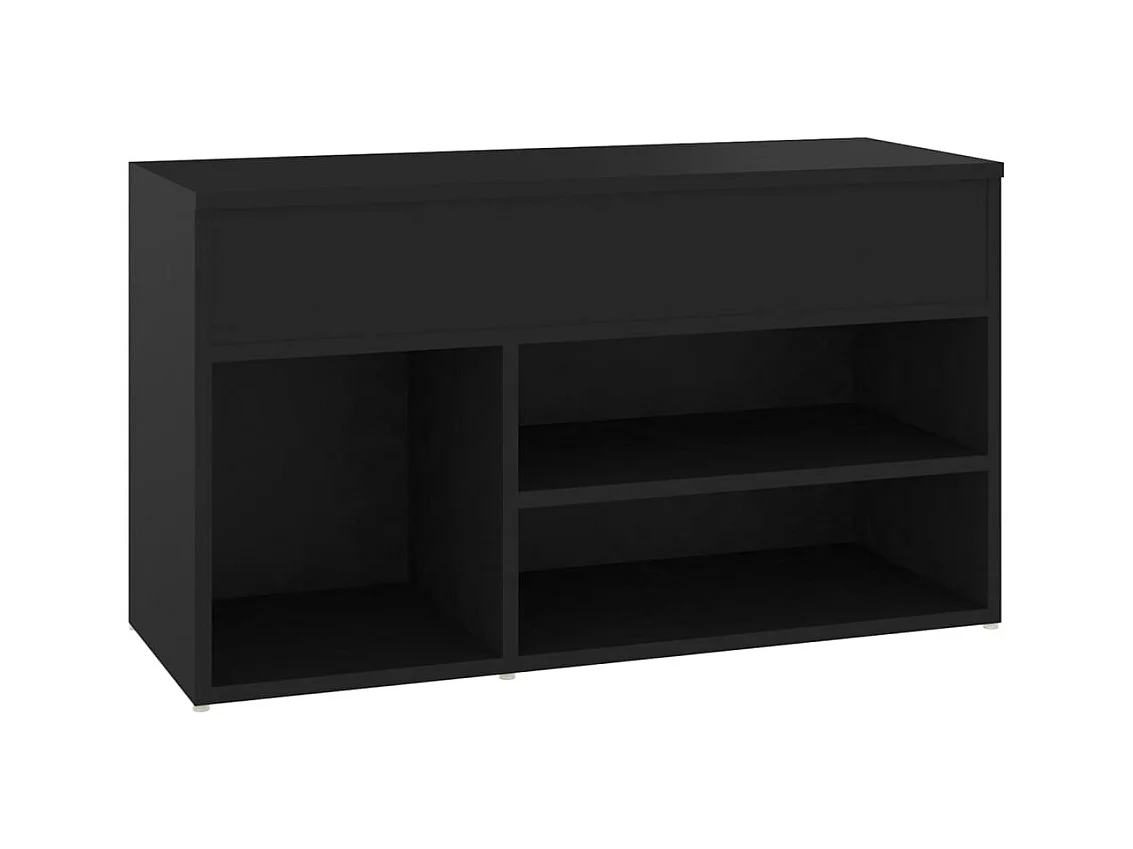 Panca portascarpe nera 80x30x45 cm in legno ingegnerizzato