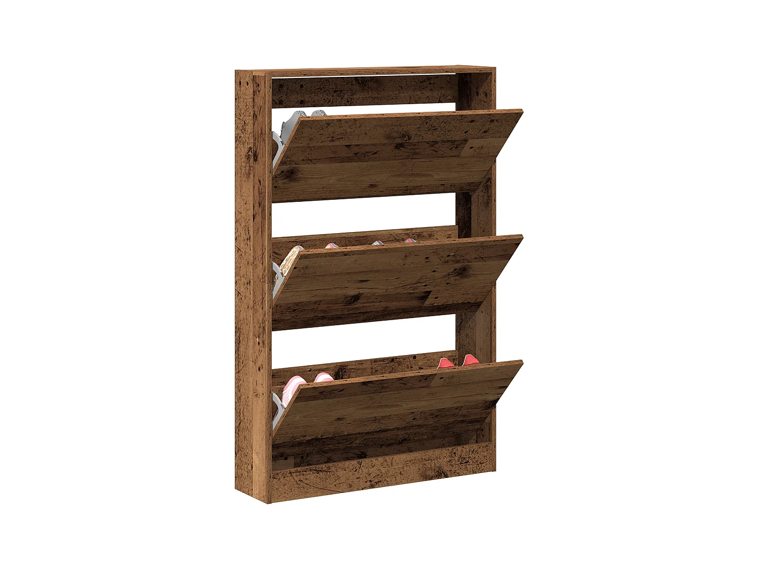 Meuble à chaussures vieux bois 80x21x125,5 cm en bois d'ingénierie