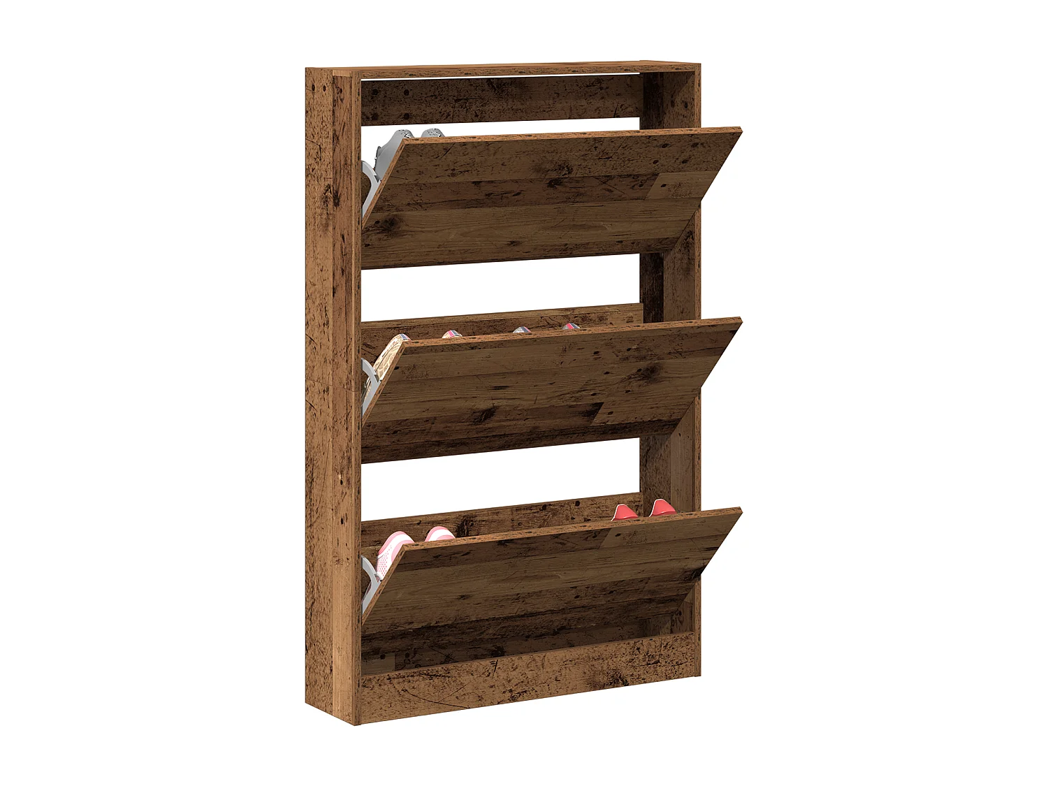 Meuble à chaussures vieux bois 80x21x125,5 cm en bois d'ingénierie