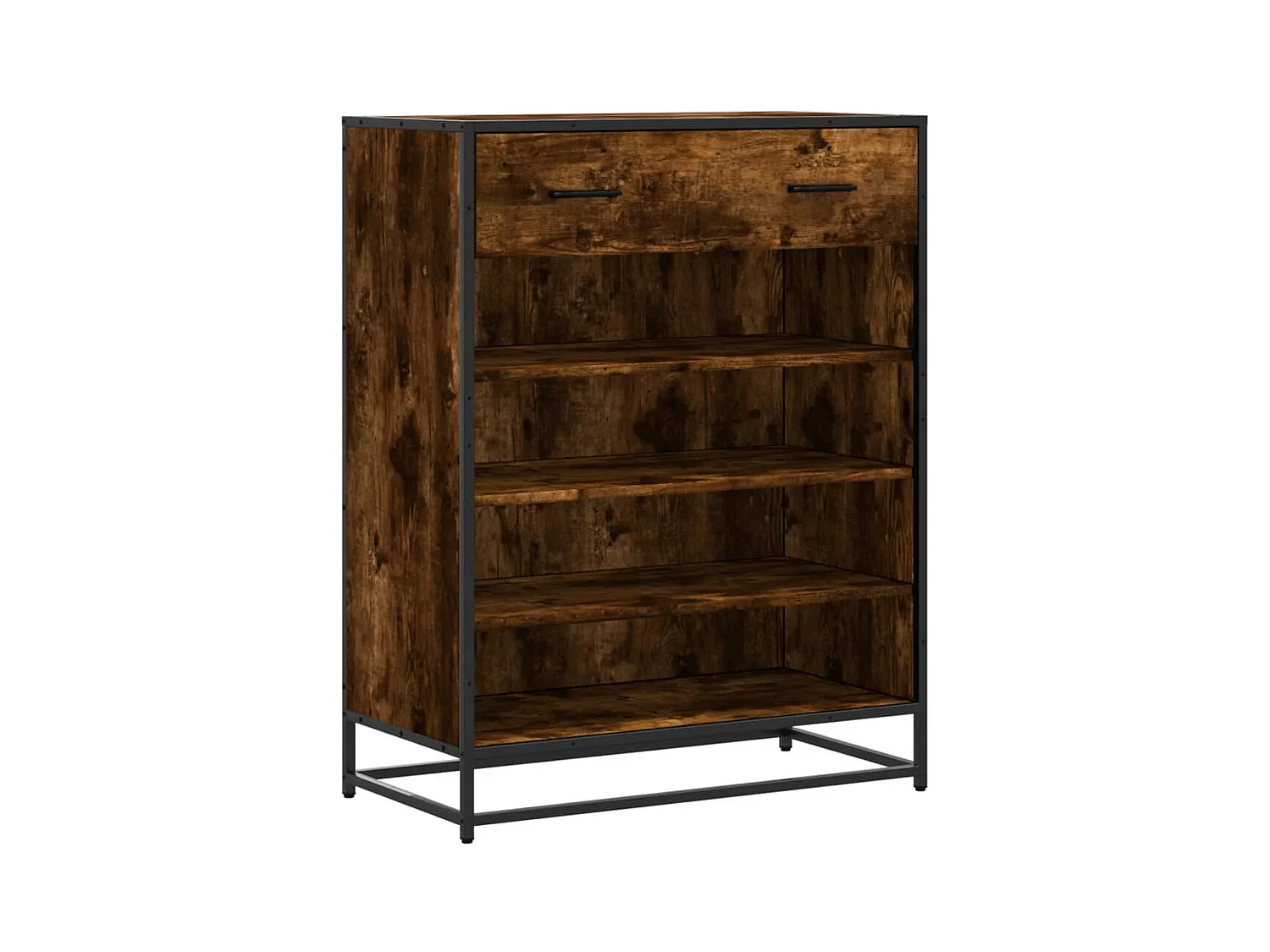 Meuble à chaussures chêne fumé bois d'ingénierie et métal