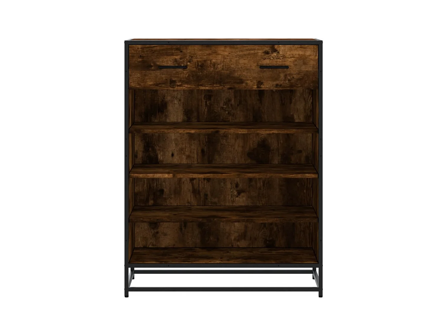 Meuble à chaussures chêne fumé bois d'ingénierie et métal