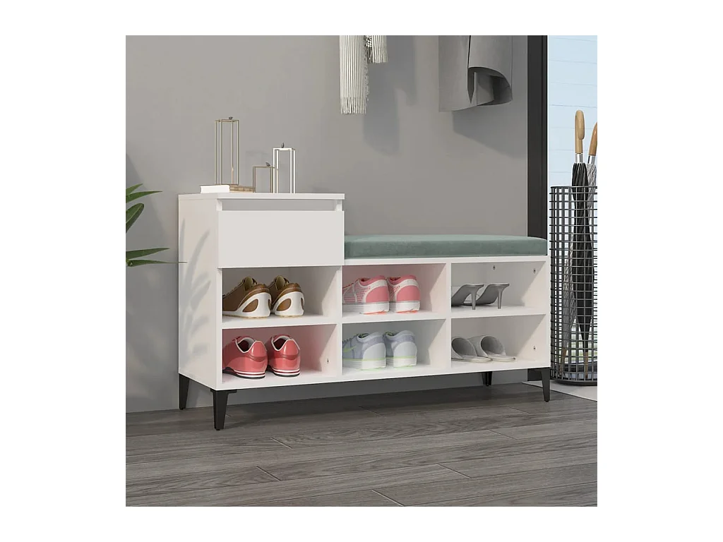 Armoire à chaussures Blanc 102x36x60 cm Bois d'ingénierie