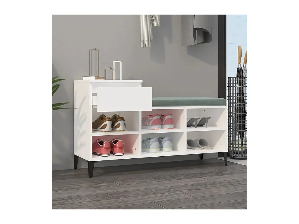 Armoire à chaussures Blanc 102x36x60 cm Bois d'ingénierie