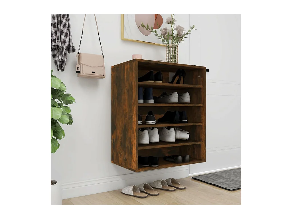 Meuble à chaussures Chêne fumé 60x35x70 cm Bois d'ingénierie