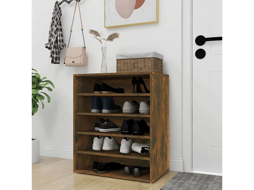 Meuble à chaussures Chêne fumé 60x35x70 cm Bois d'ingénierie