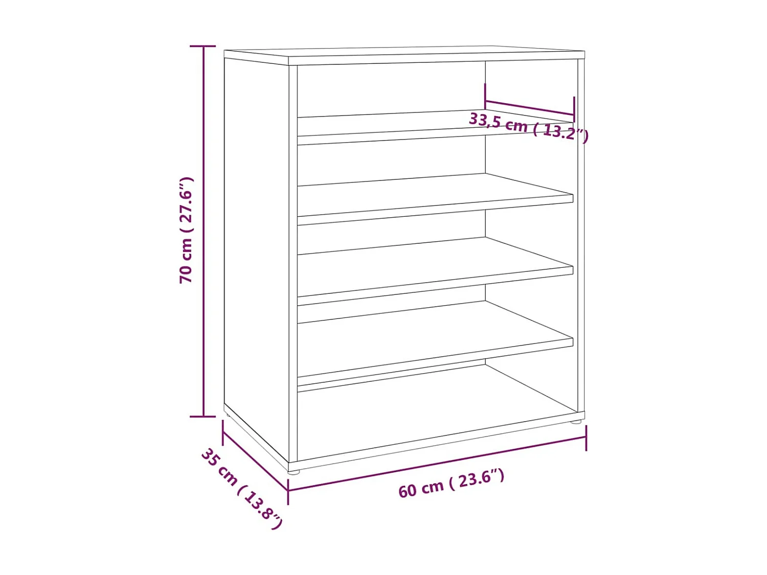Zapatero de roble ahumado 60x35x70 cm Madera de ingeniería