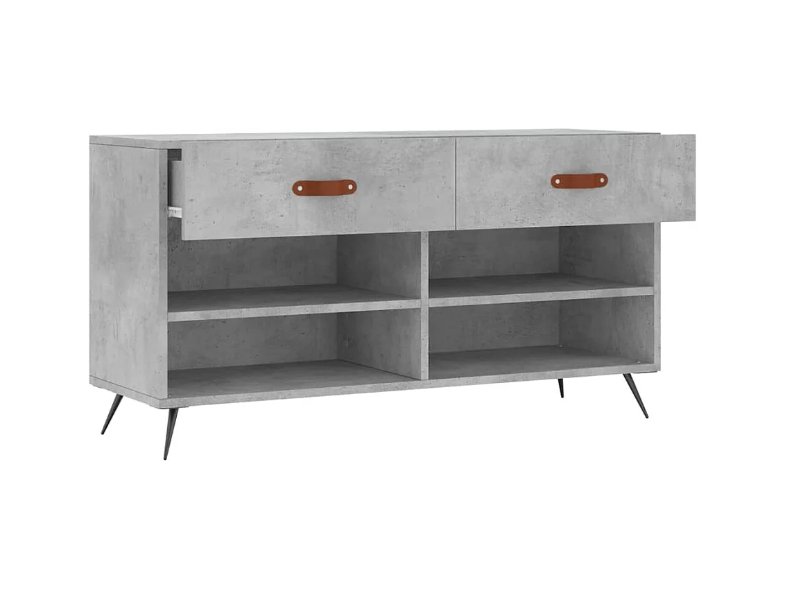 Banc à chaussures gris béton 102x35x55 cm bois d'ingénierie