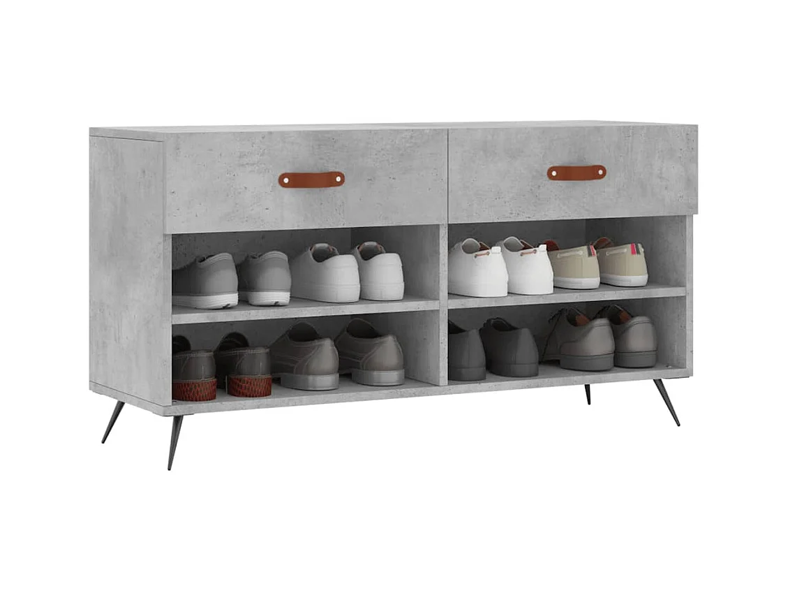 Banc à chaussures gris béton 102x35x55 cm bois d'ingénierie