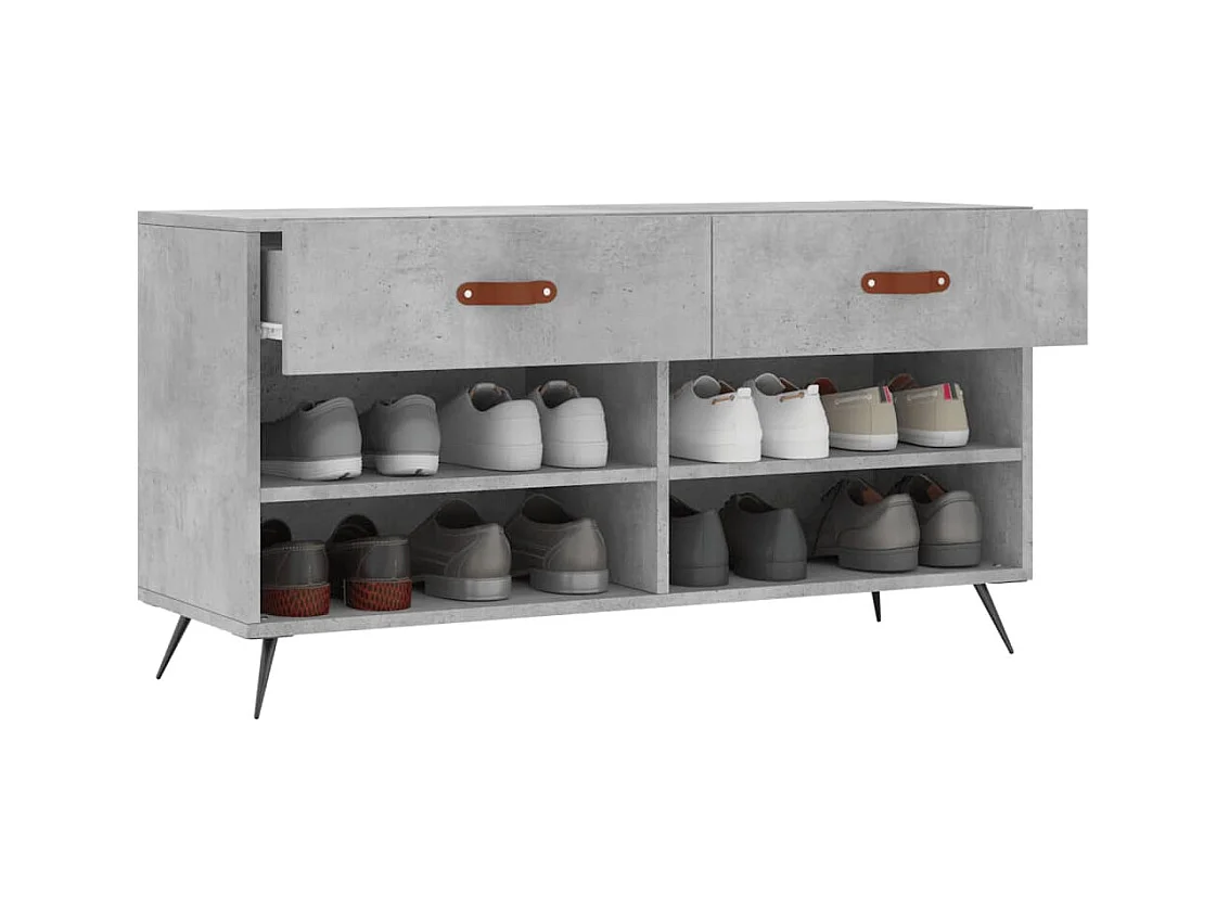 Banc à chaussures gris béton 102x35x55 cm bois d'ingénierie